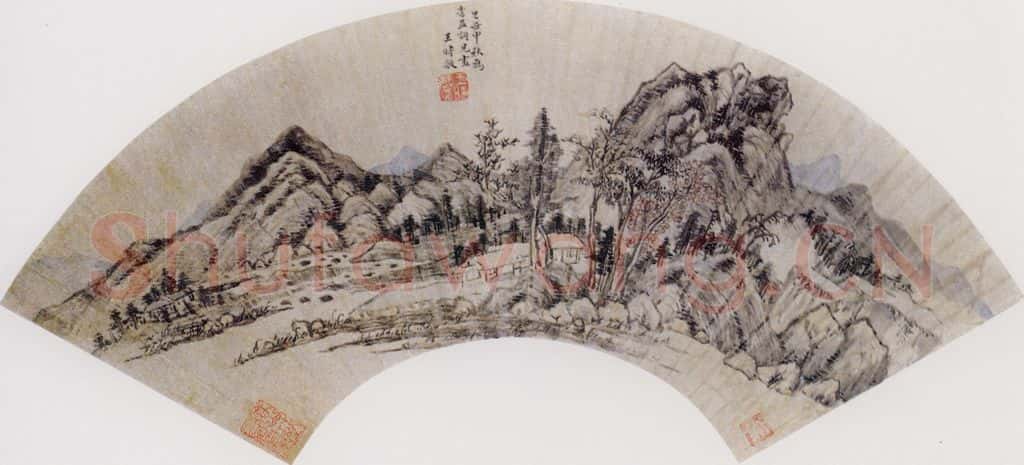 明 王时敏《山水图扇》书画作品