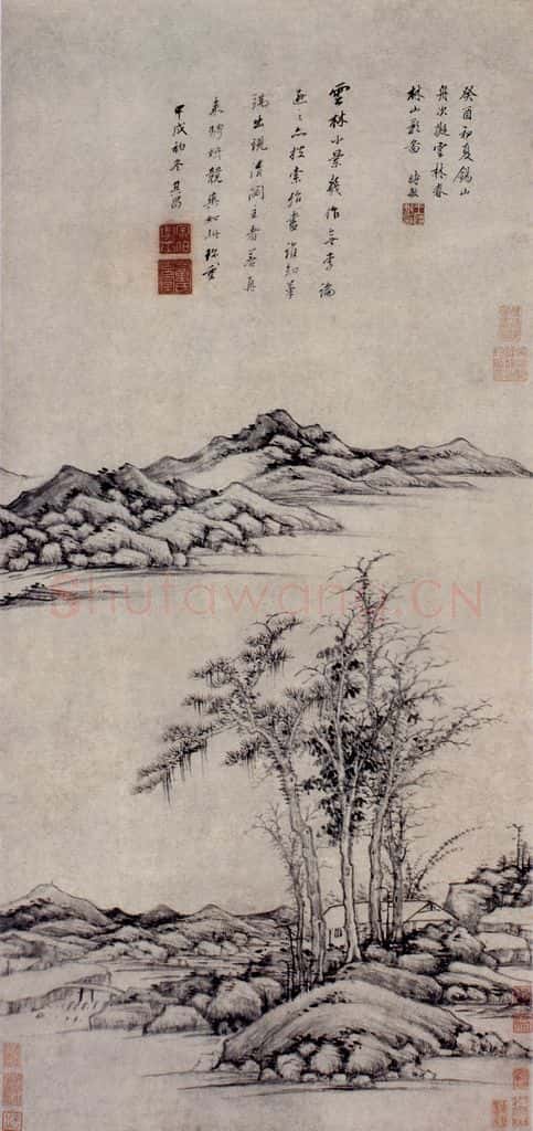 明 王时敏《春林山影图轴》书画作品