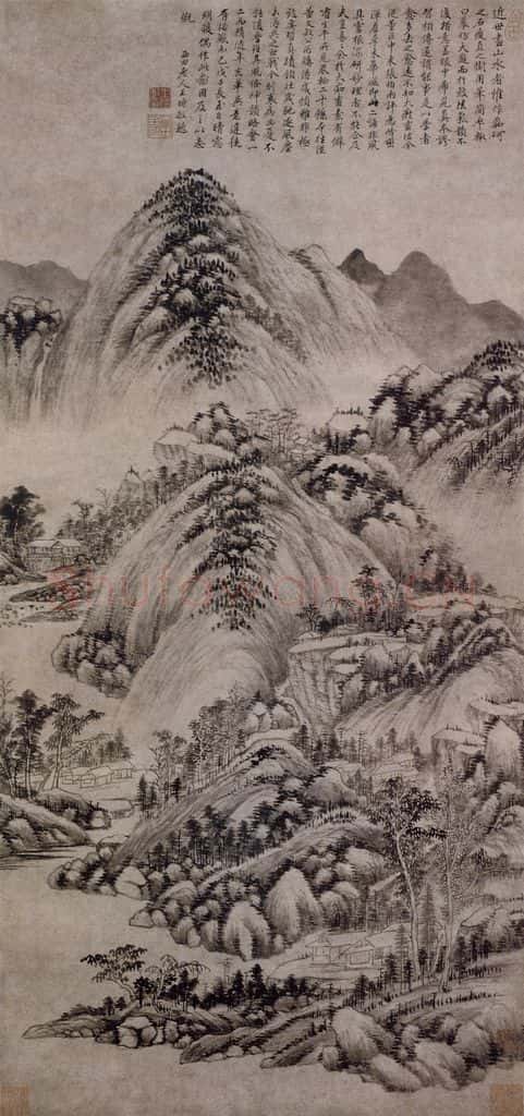 明 王时敏《仿黄公望山水图轴》书画作品