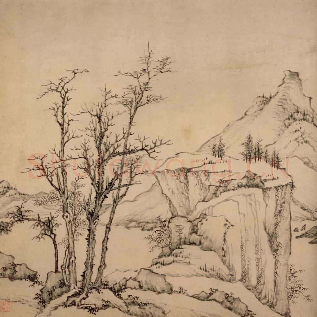 清 弘仁《山水册》书画作品