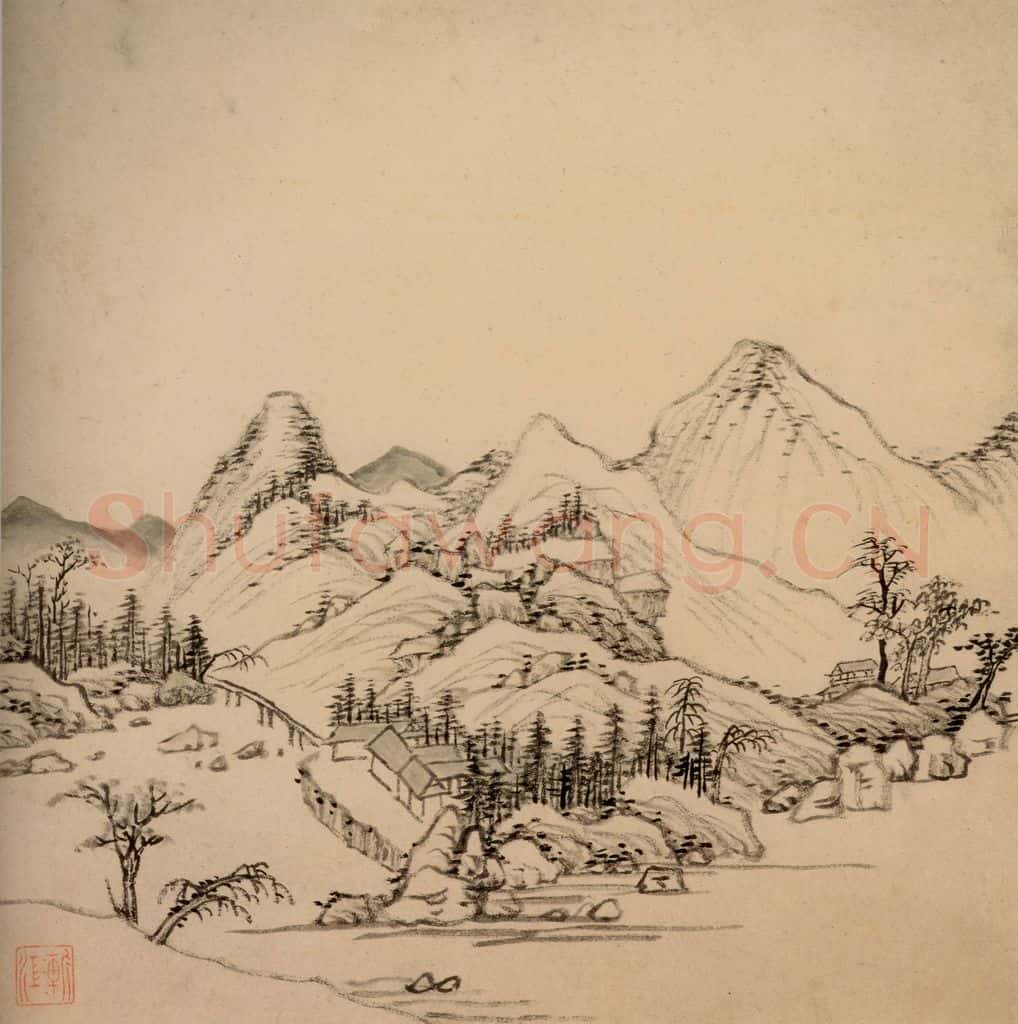 清 弘仁《山水册》书画作品