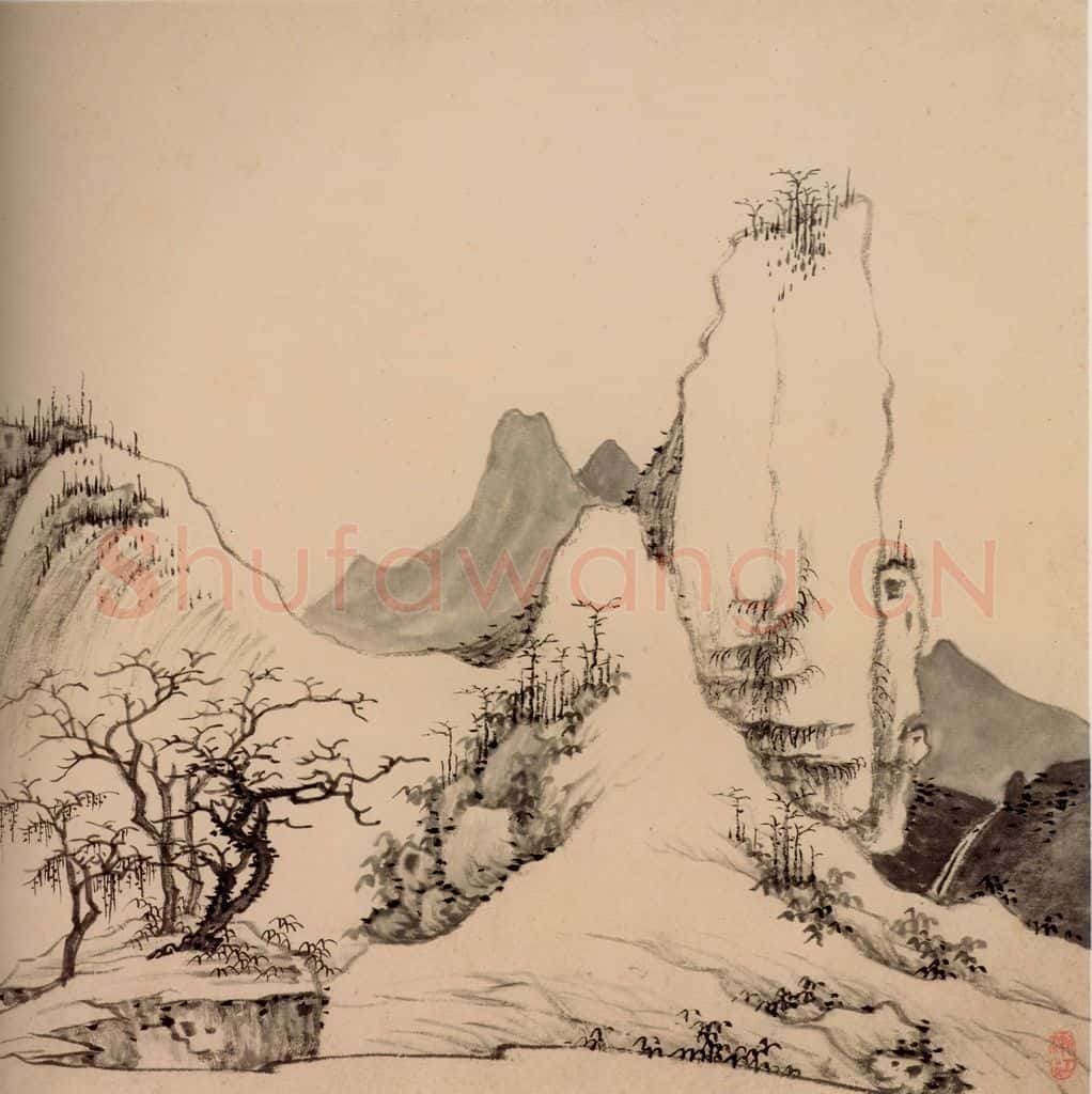 清 弘仁《山水册》书画作品