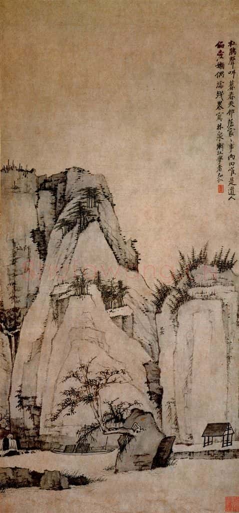 清 弘仁《林泉图轴》书画作品