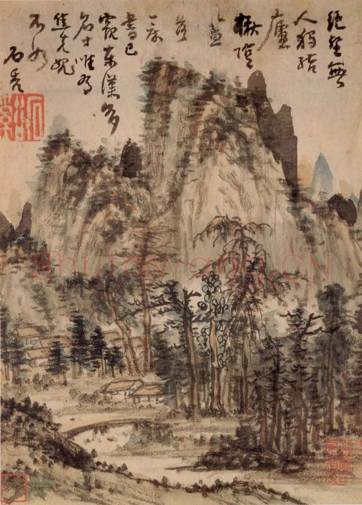 清 髠残《山水册》书画作品