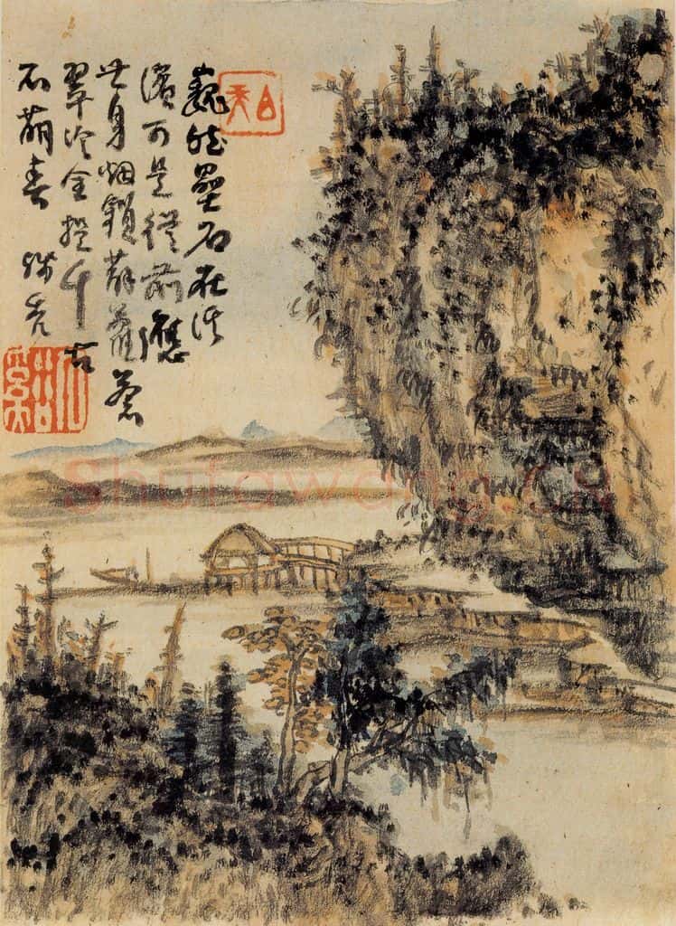 清 髠残《山水册》书画作品