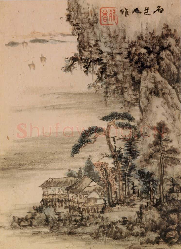 清 髠残《山水册》书画作品