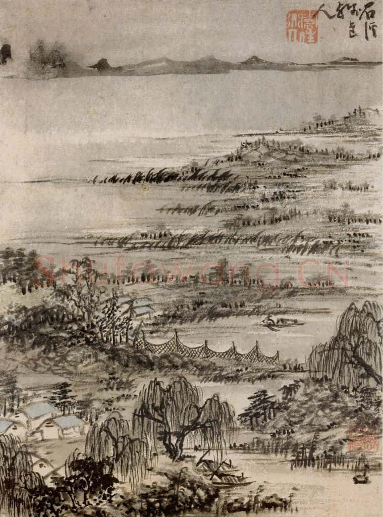 清 髠残《山水册》书画作品