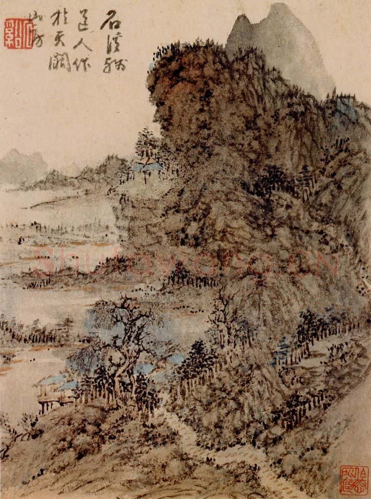 清 髠残《山水册》书画作品