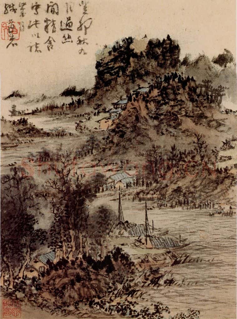 清 髠残《山水册》书画作品