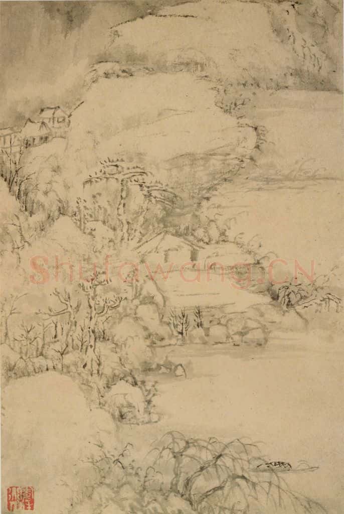 清 髠残《山水册》书画作品