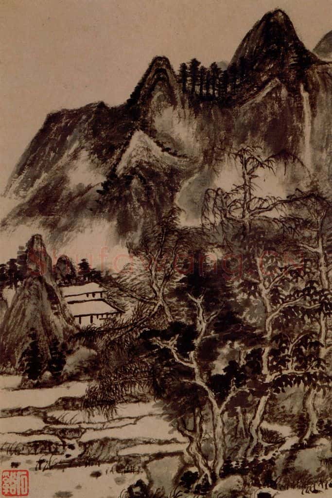 清 髠残《山水册》书画作品