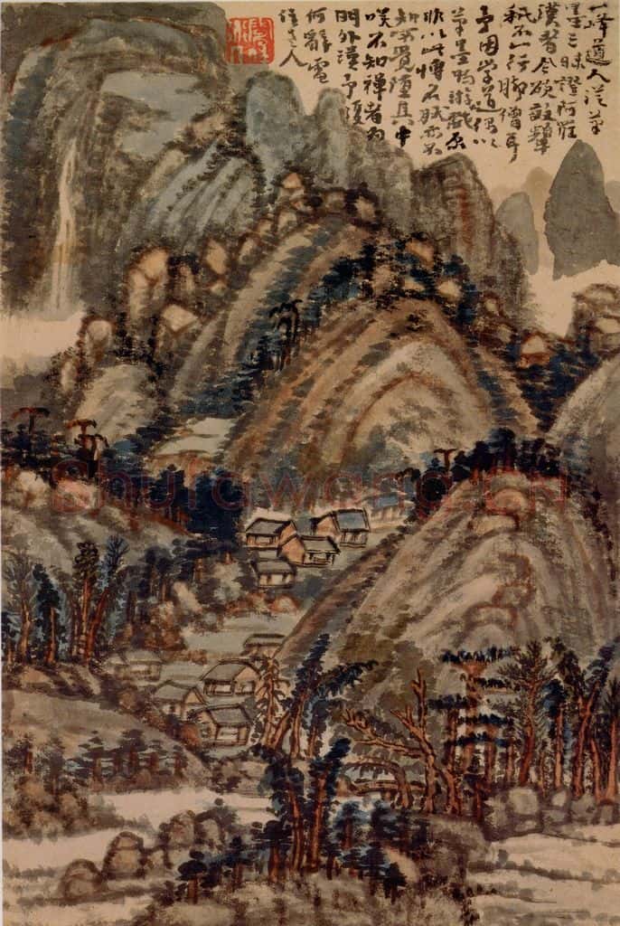 清 髠残《山水册》书画作品