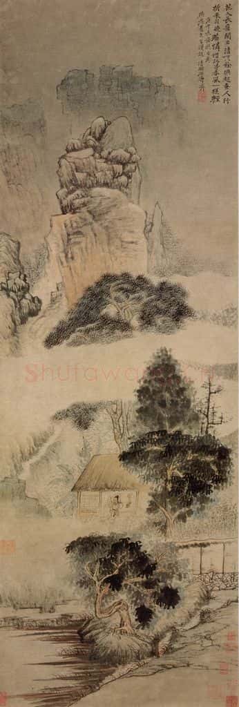 清 石涛《醉吟图轴》书画作品