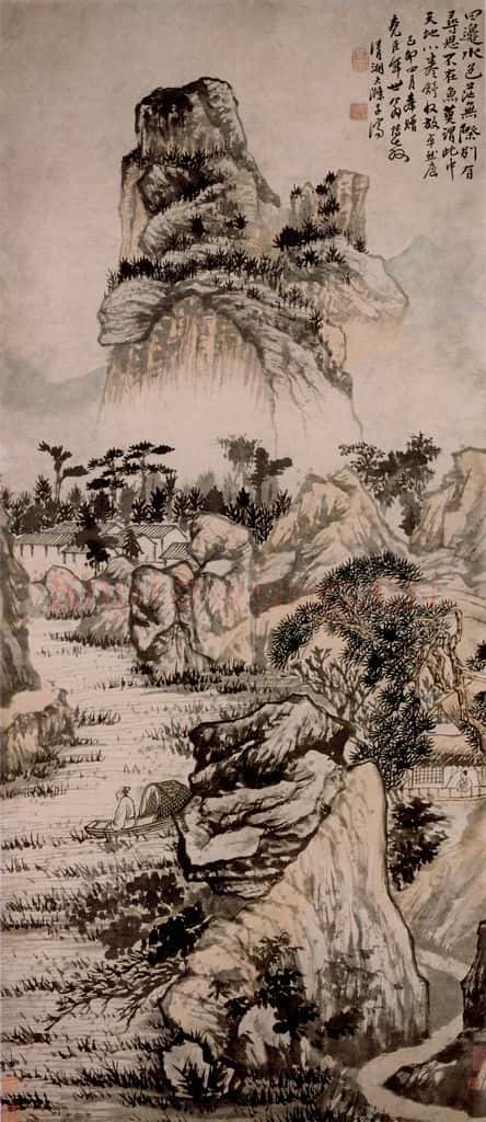 清 石涛《卓然庐图轴》书画作品