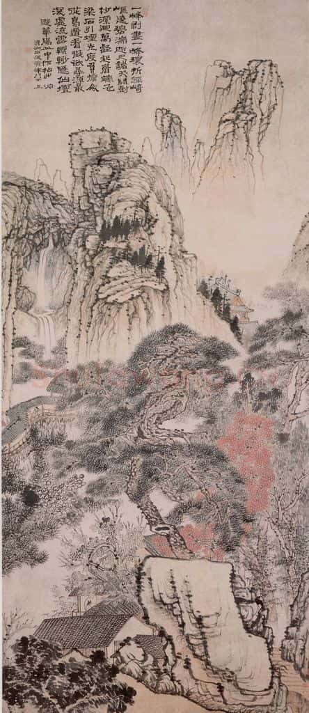 清 石涛《游华阳山图轴》书画作品