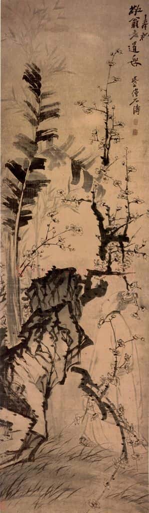 清 石涛《看梅图轴》书画作品