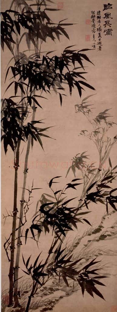 清 石涛《风竹图轴》书画作品