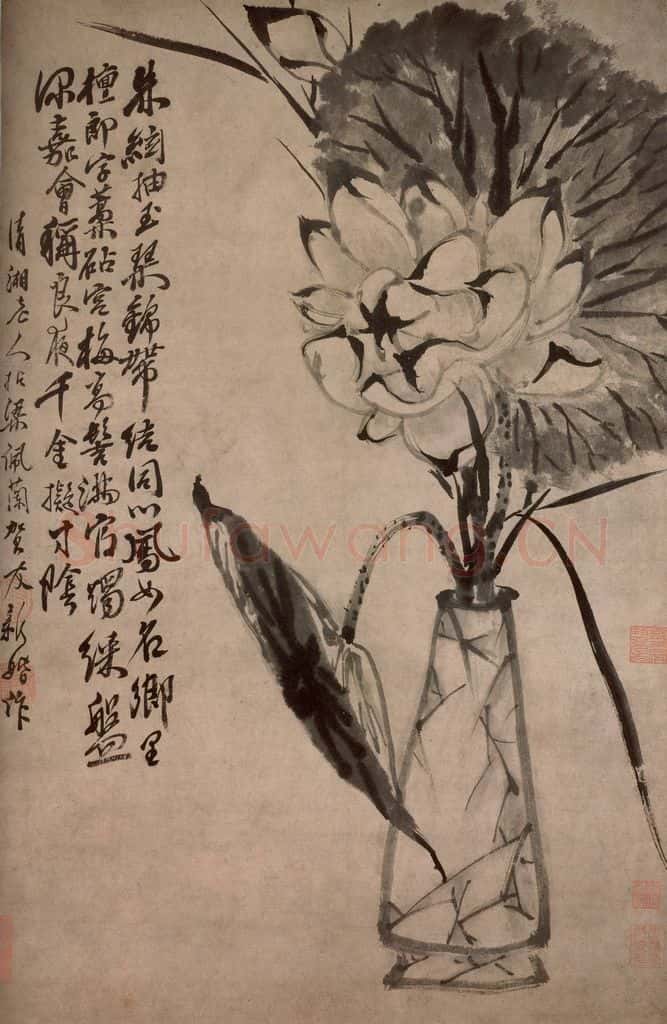 清 石涛《荷花图轴》书画作品