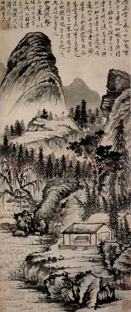 清 石涛《看山图轴》书画作品
