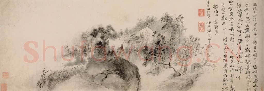 清 石涛《秋声赋图卷》书画作品