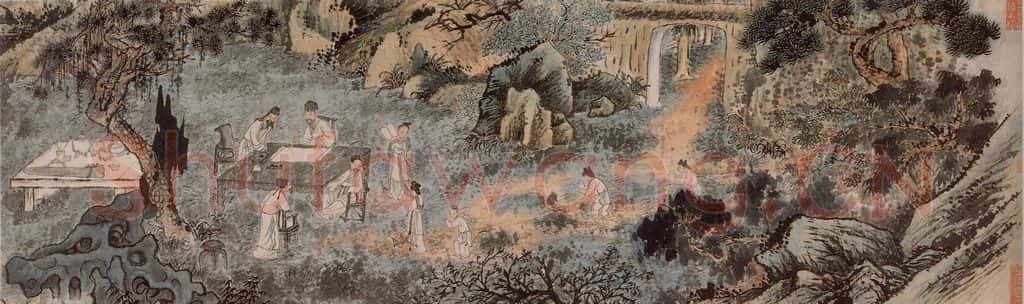 清 石涛《西园雅图集图卷》书画作品