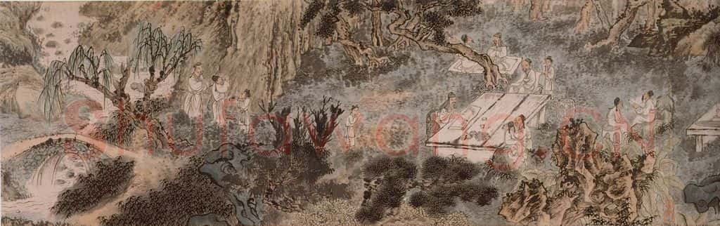 清 石涛《西园雅图集图卷》书画作品