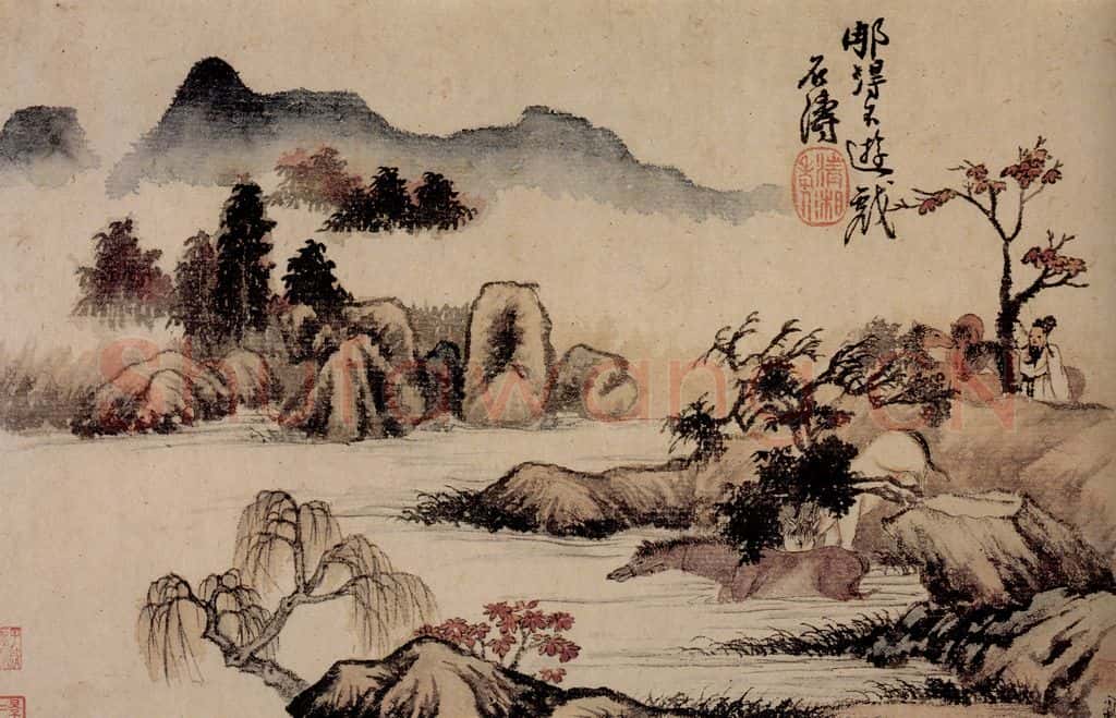 清 石涛《山水花卉册》书画作品