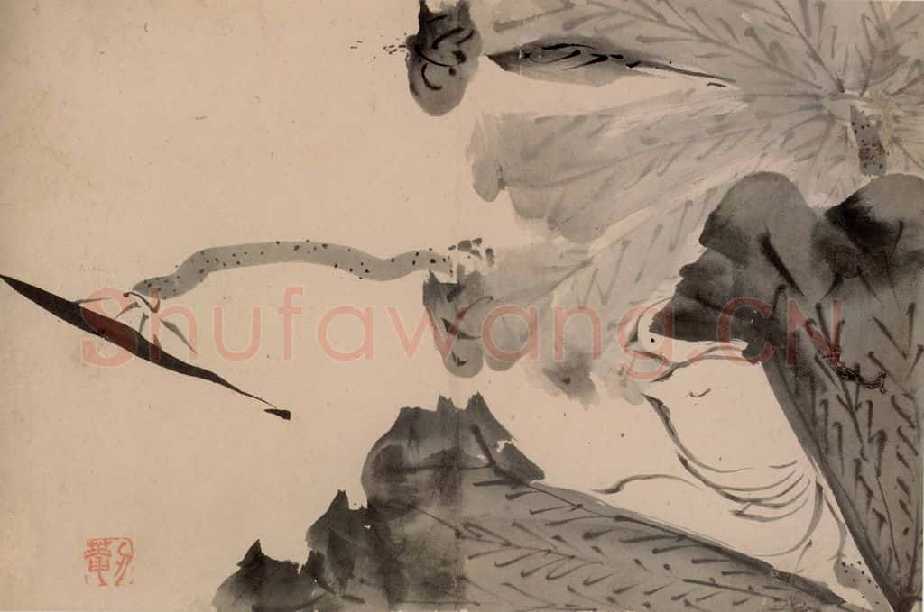 清 朱耷《墨花册》书画作品