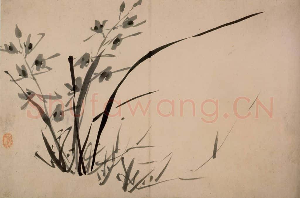 清 朱耷《墨花册》书画作品