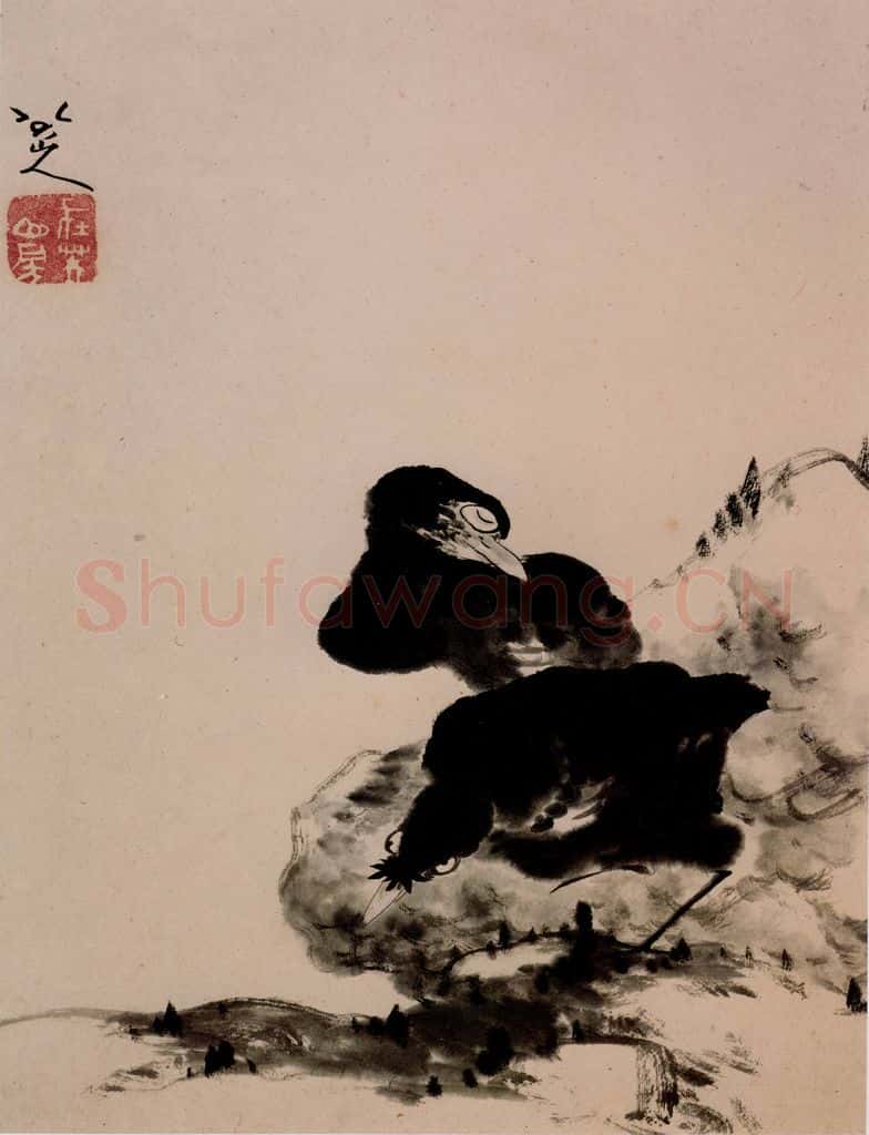 清 朱耷《花鸟山水册》书画作品