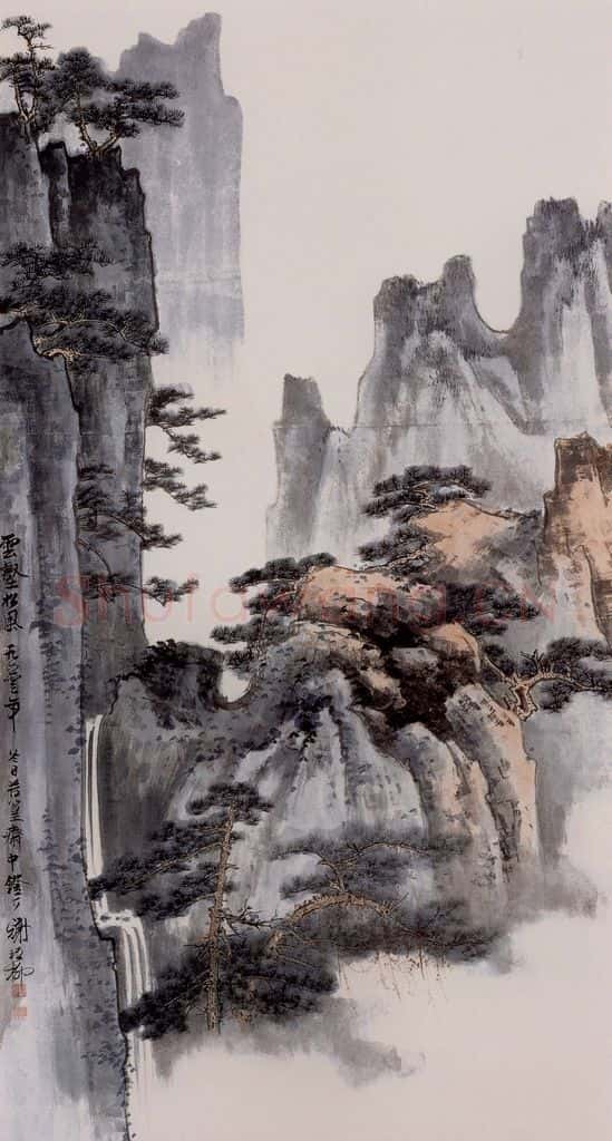 1960年 谢稚柳 云壑松风图 书画作品