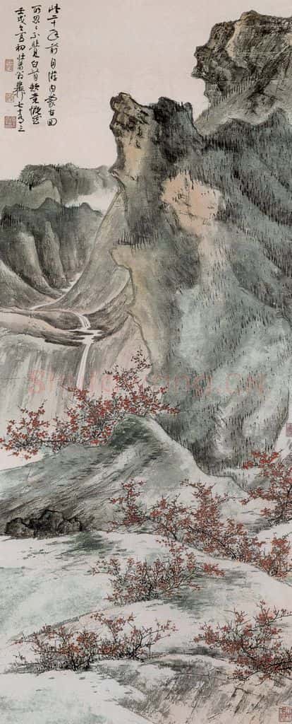 1962年 谢稚柳 内蒙山景图 书画作品