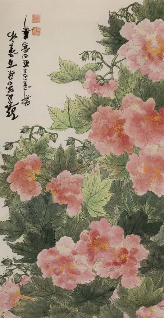 1973年 谢稚柳 红霞万朵图 书画作品