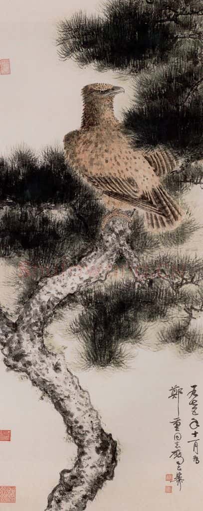 1975年 谢稚柳 松鹰图 书画作品