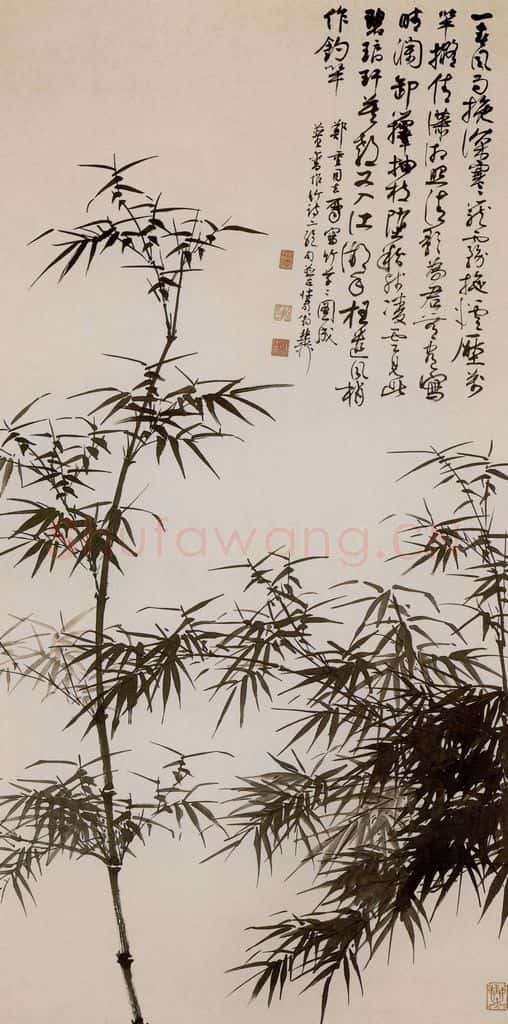 1985年 谢稚柳 墨竹图 书画作品
