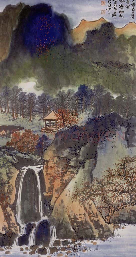 1985年 谢稚柳 林壑初秋图 书画作品