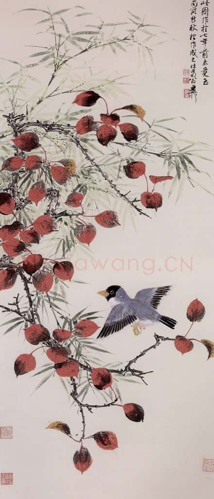1986年 谢稚柳 秋禽图 书画作品
