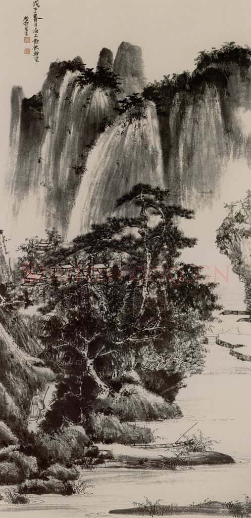 1948年 谢稚柳《入山图》书画作品
