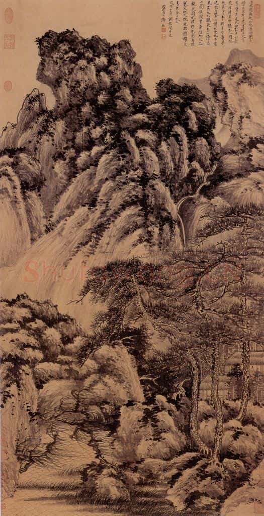 1948年 谢稚柳《仿王蒙山水图》书画作品