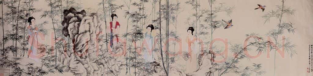 1949年 谢稚柳《四美图卷》书画作品