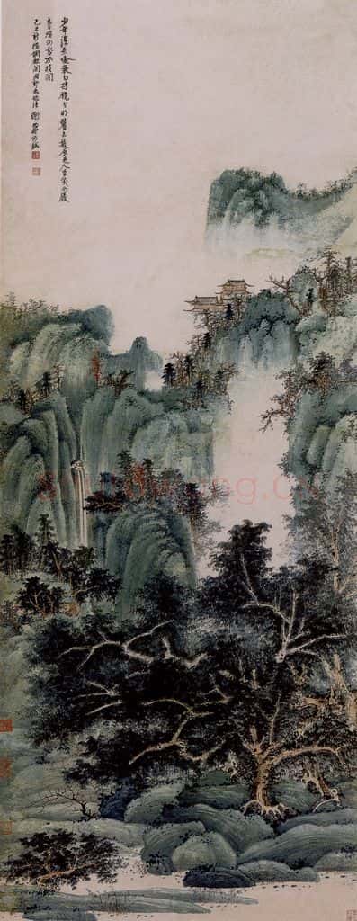 1949年 谢稚柳《碧嶂乔柯图》书画作品