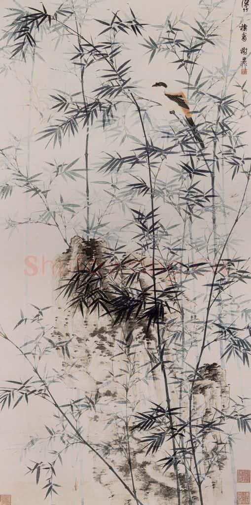 50年代 谢稚柳《深竹栖禽图》书画作品
