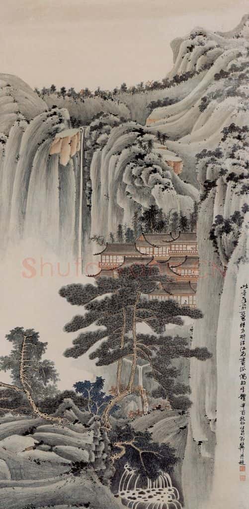 1951年 谢稚柳《通景屏》书画作品