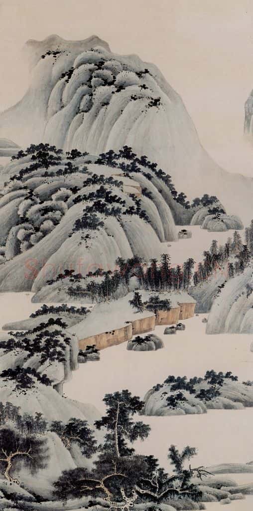 1951年 谢稚柳《通景屏》书画作品