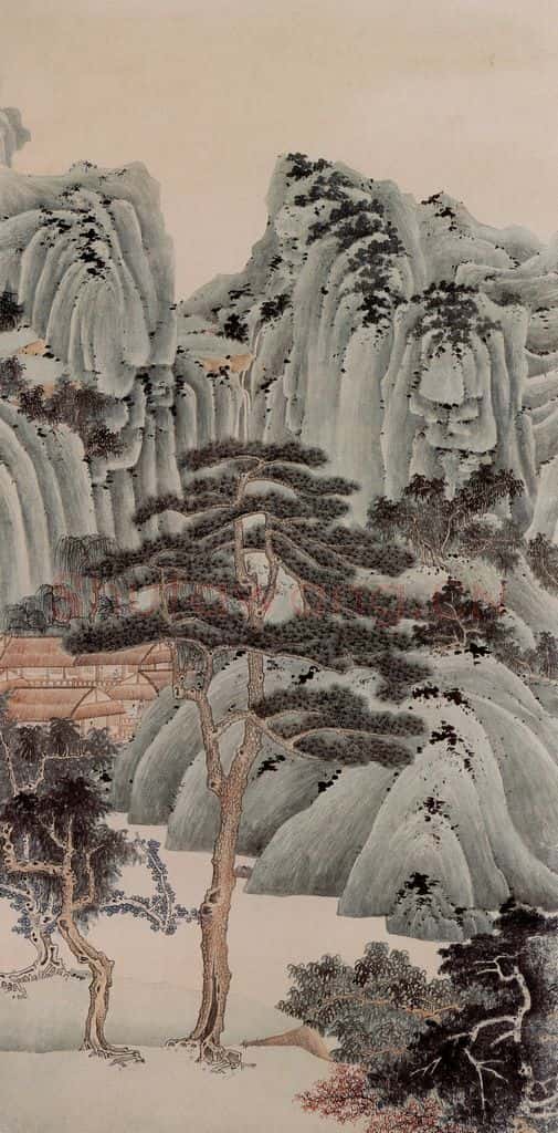 1951年 谢稚柳《通景屏》书画作品