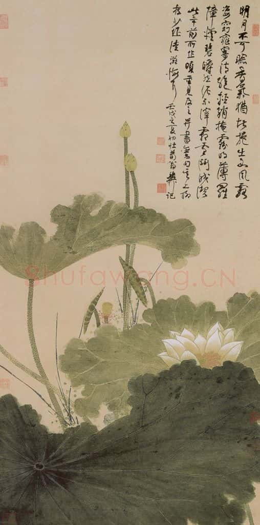 1952年 谢稚柳《银塘清趣图》书画作品