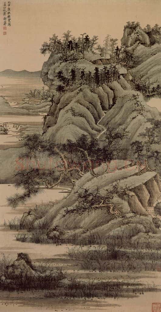 1956年 谢稚柳《芦汀秋霁图》书画作品
