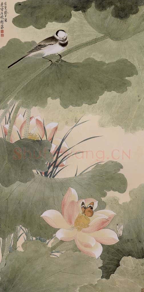 1957年 谢稚柳《莲塘清晓图》书画作品