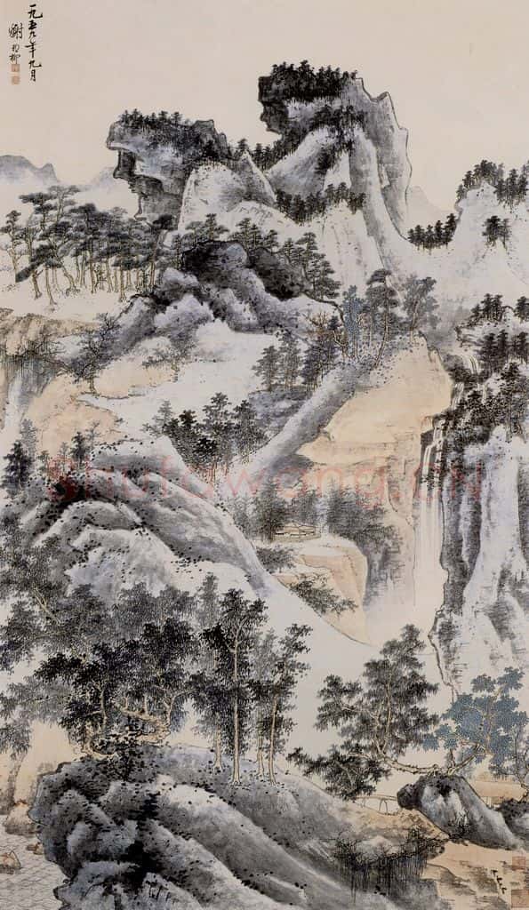 1959年 谢稚柳《山水图》书画作品