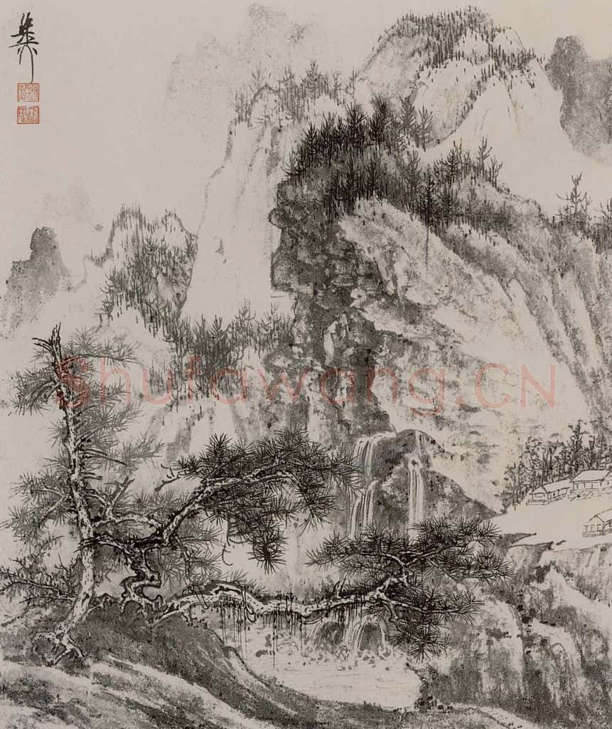 60年代 谢稚柳《墨笔山水册 书画作品